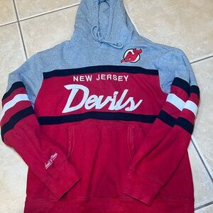 Mitchell & Ness Red and Gray New Jersey Devils Hoodie